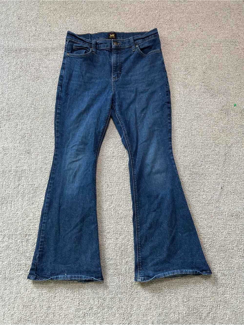 Lee Jeans Mens 32x30 Dark Blue Denim Pants Modern Series Boot Leg Stretch